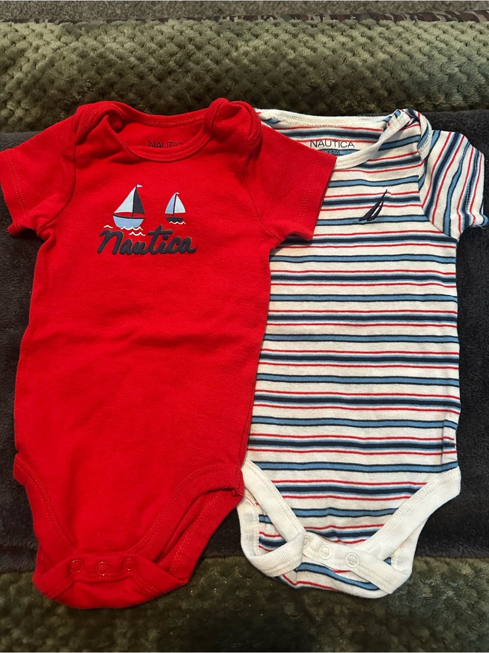 2 Nautica Red Baby One-Piece Bodysuit